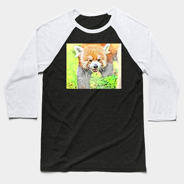 The Red Panda's Garden Baseball T-Shirt by PsyCave